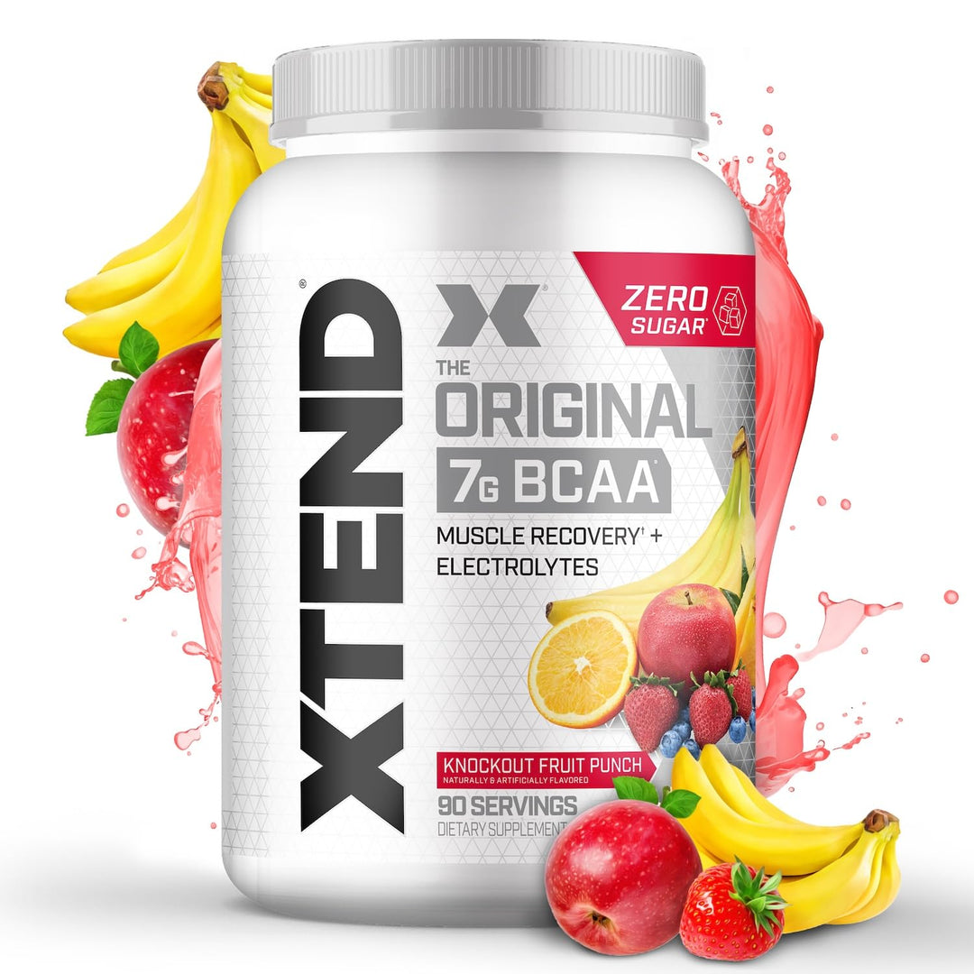 XTEND Original BCAA Powder Knockout Fruit Punch | Sugar Free Post Workout Muscle Recovery Drink with Amino Acids | 7g BCAAs for Men &amp; Women | 90 Servings