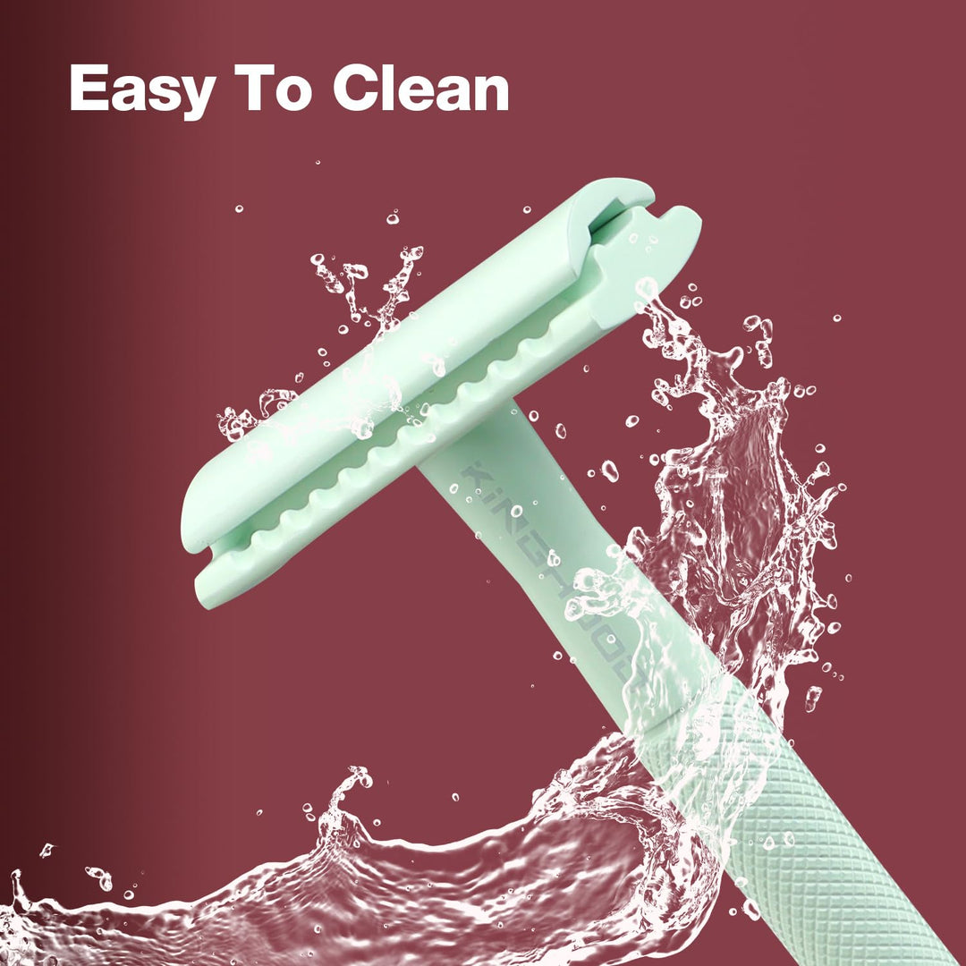 Brass Safety Razor with 10 Blades,One Blade Razor Reusable Razor Eco-Friendly Razor Long Handle &amp; Weighted Razor,Double Edge Razor Single Blade Razor for Sensitive Skin