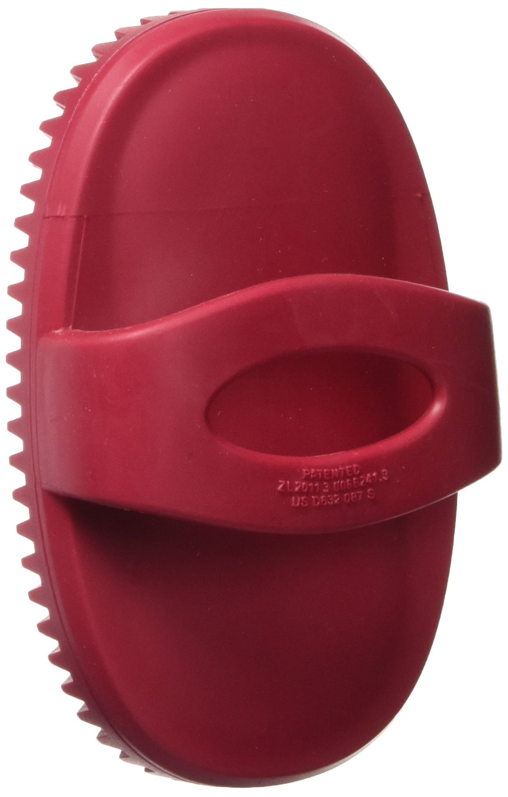 Essentials Rubber Curry Grooming Brush with Loop Handle Red