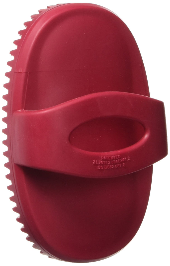 Essentials Rubber Curry Grooming Brush with Loop Handle Red