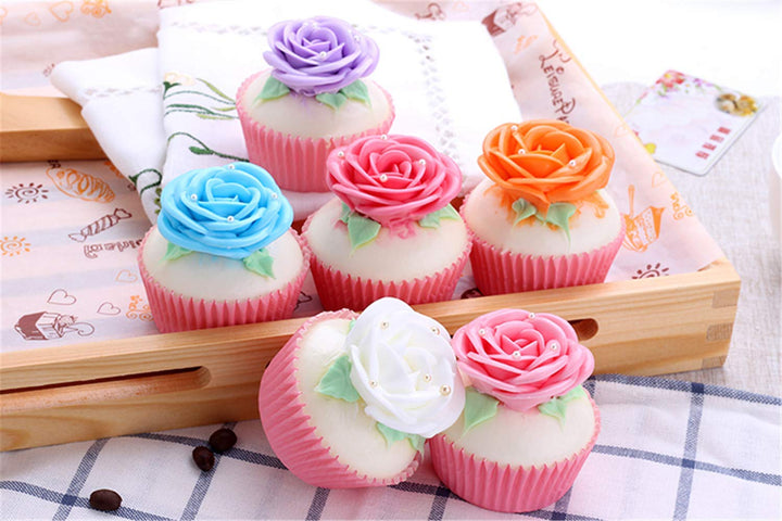 6pcs Realistic Artificial Simulation Rose Cupcake Cake Fake Food Model Photography for Home Kitchen Party Decoration