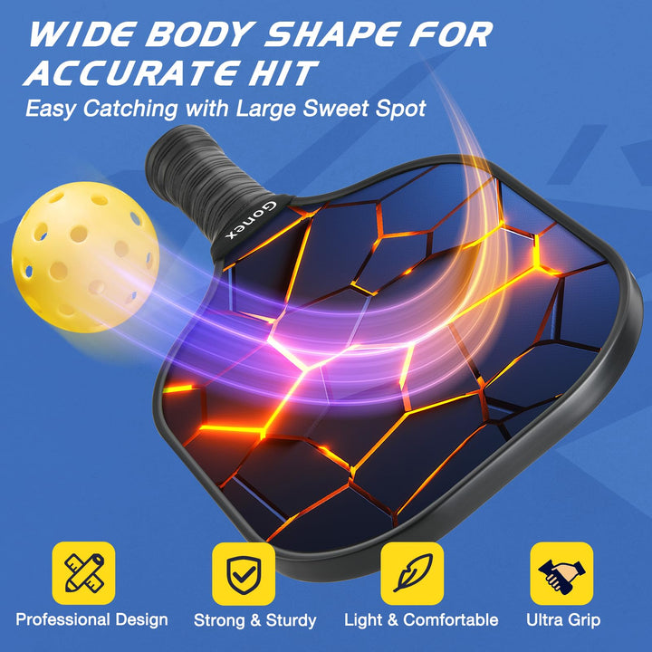 Pickleball Paddles, USAPA Approved Graphite Pickleball Rackets with Comfort Grip, Carbon Fiber Pickleball Set of 2/4 Paddles with 4 Balls, Portable Carry Bag