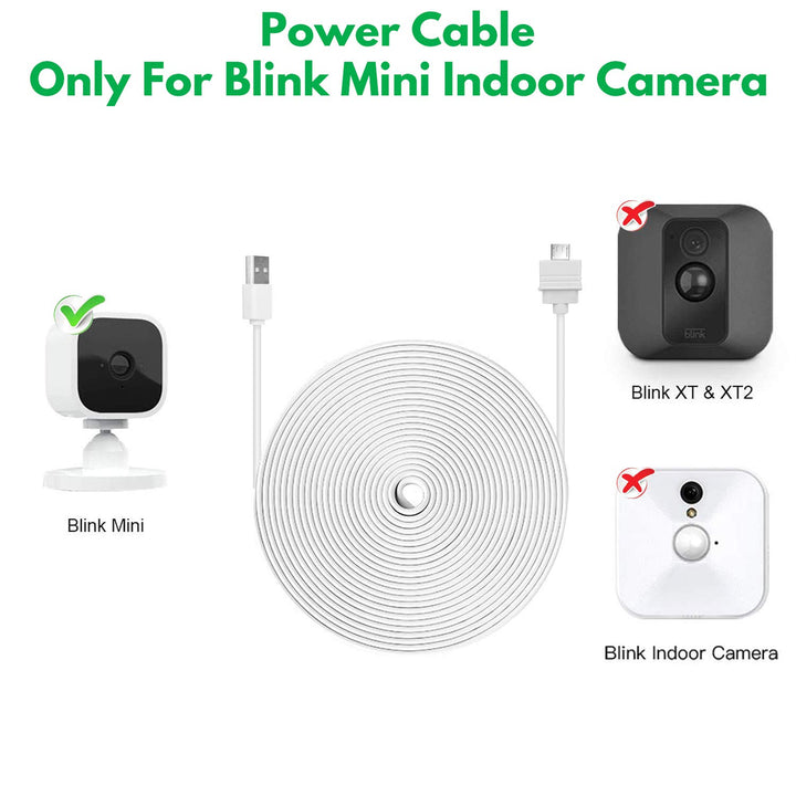 Zeshbit 25ft/7.5m Power Cable for Blink Mini Security C