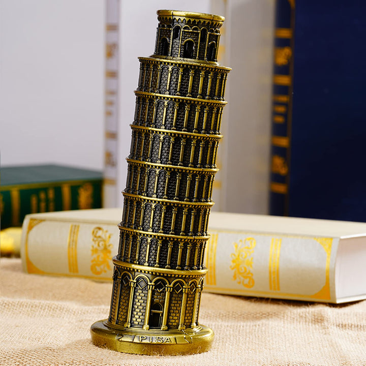Metallic Leaning Tower of Pisa Statue Souvenir Figurines Tower Model Kit for Home Decoration, Party