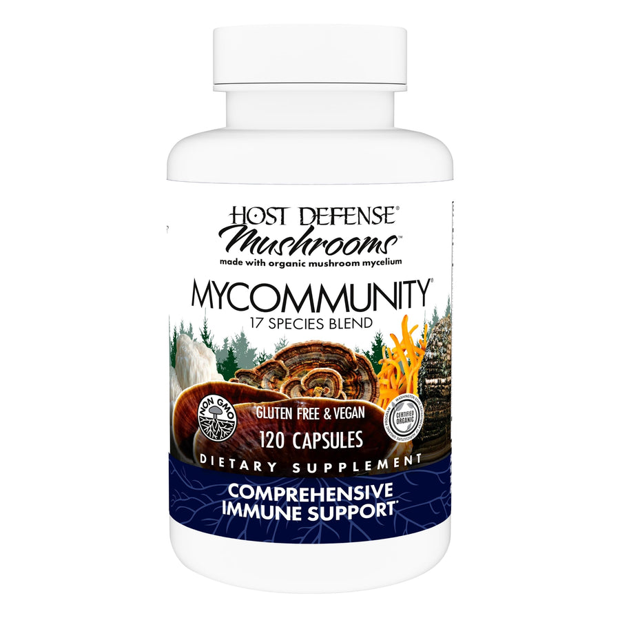 MyCommunity Capsules - 17 Species Blend Mushroom Supplement for Immune Support - Herbal Aid with Lion's Mane, Reishi. Chaga, Cordyceps, Turkey Tail & More - 120 Capsules (60 Servings)*