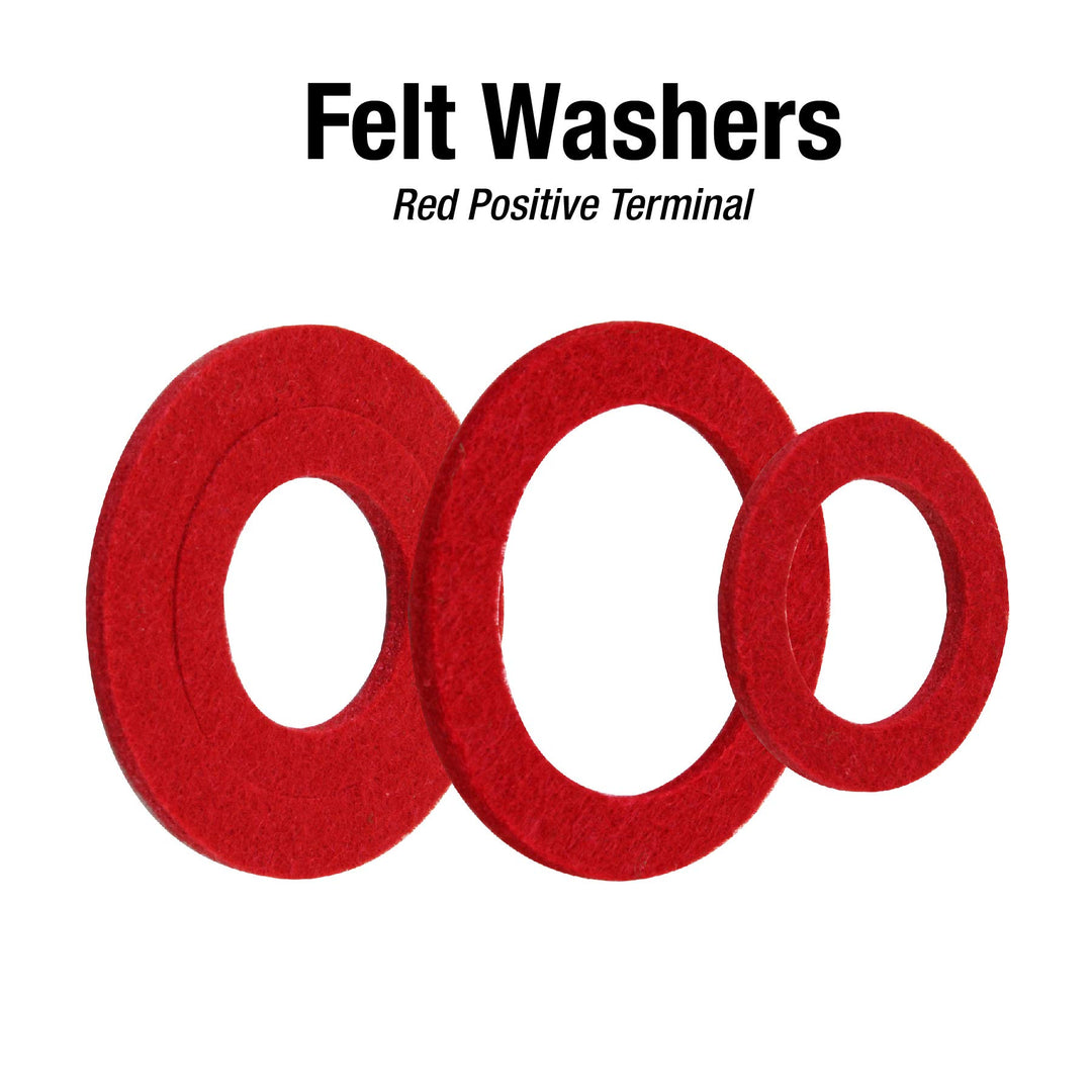 Battery Terminal Protector Anti-Corrosion Felt Fiber Washers, 10 Green and 10 Red, 10 Sets, Prevent Battery Corrosion, Green Felt, Red Felt, Battery Terminal Felt Pads