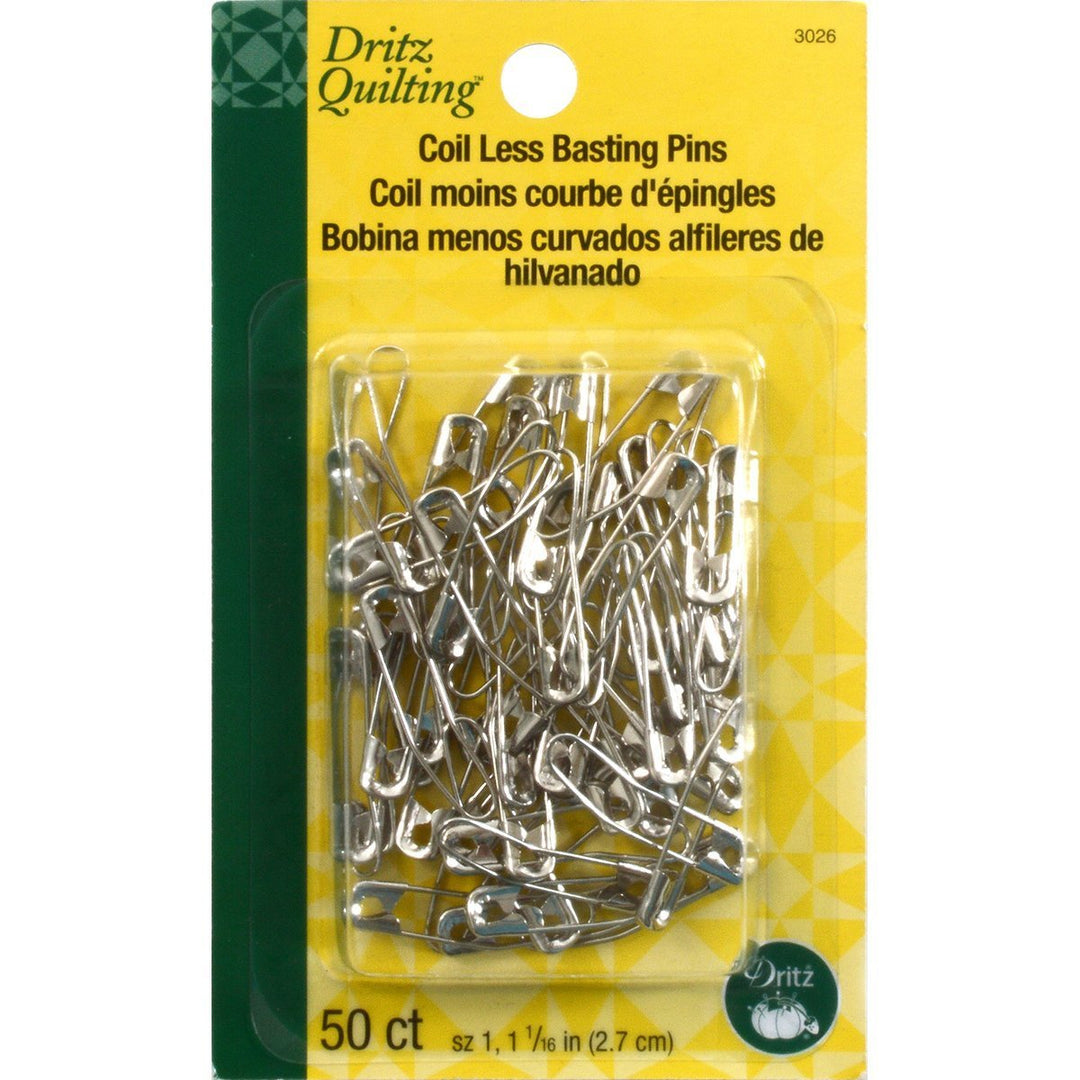 Quilting 3026 Curved Coil-less Safety Pins, Size 1 (50-Count), Nickel