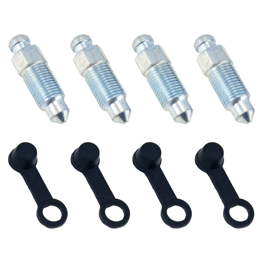 4 Sets Bleeder Brake Caliper 10x1mm Bleed Screw Bleed Nipples with Dust Cap for Motorcycle, Automotive