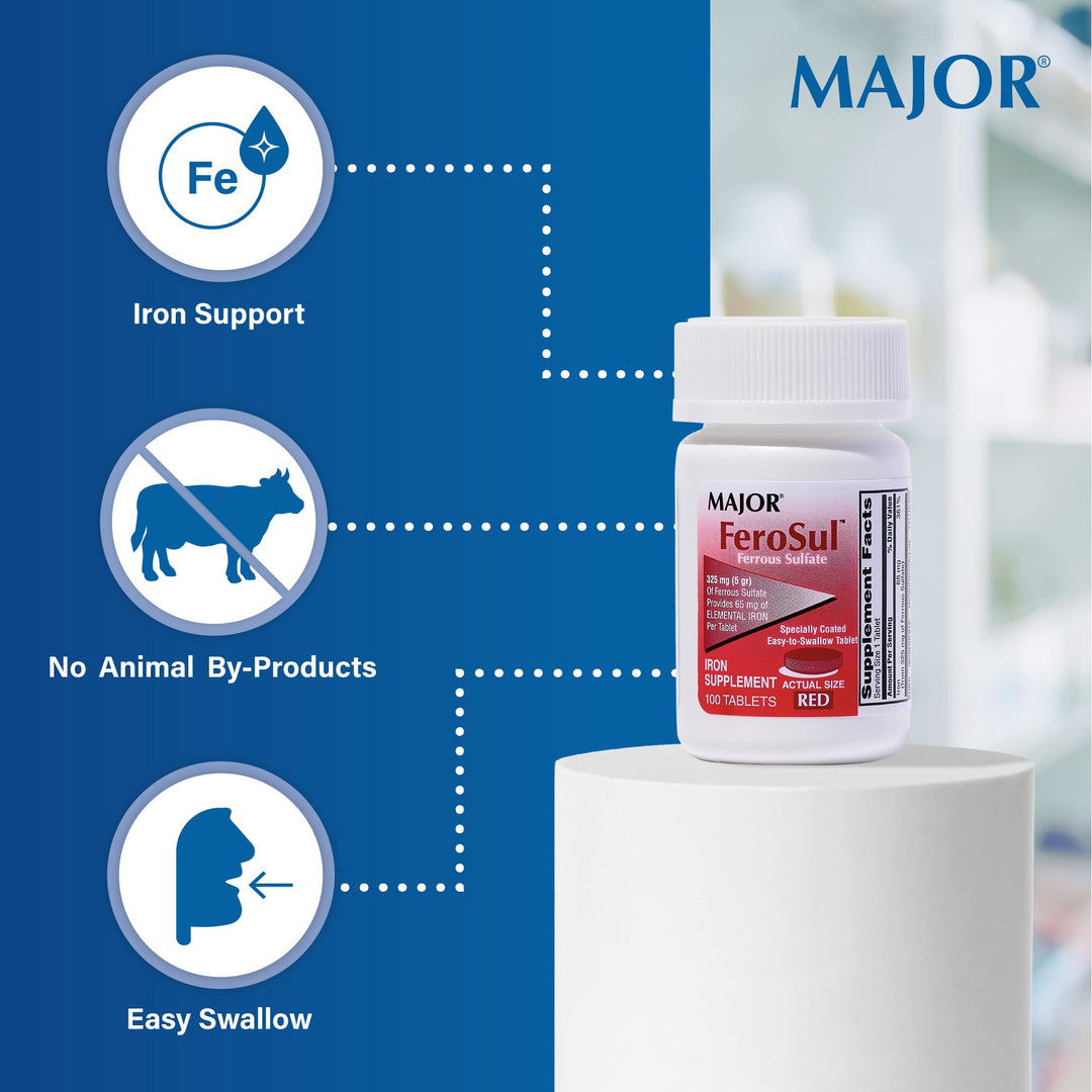 MAJOR Ferosul - Ferrous Sulfate 325mg Tablets with 65mg