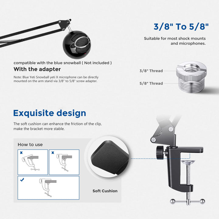 Neewer Microphone Arm Stand, Suspension Boom Scissor Mi