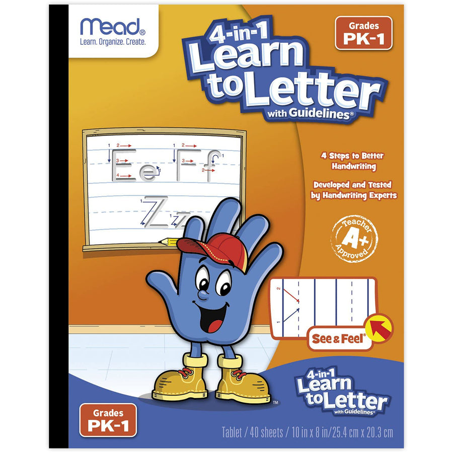 See and Feel Learn to Letter w/Guidelines, 40 Sheets Per Book, PK-1, 10 x 8, White