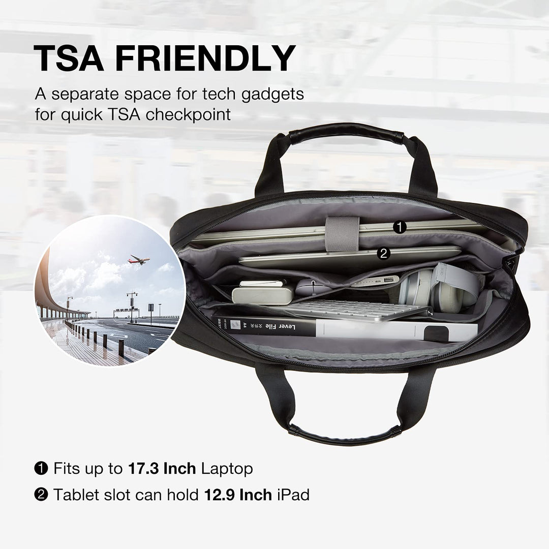 17.3 Inch Laptop Bag, Expandable Briefcase for Men Women,Slim Laptop Case for Computer,Travel Business Bag,Black