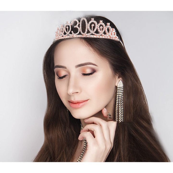 30th Birthday Sash and Tiara for Women Rose Gold Crown 30 and Fabulous Sash &amp; Crown Set 30th Birthday Gifts for Women 30th Birthday Decorations Women