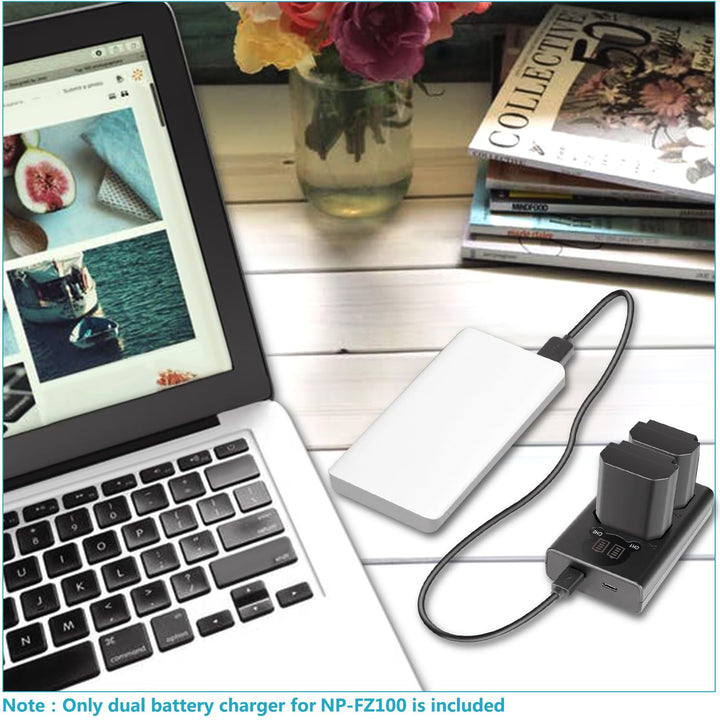 Neewer Dual USB Charger for Sony NP-FZ100 Battery, Comp