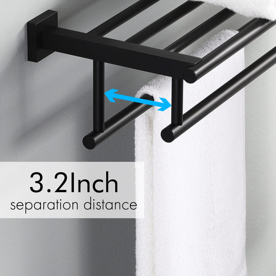 Bathroom Towel Rack with Double Towel Bar, 16-Inch Towel Holder Wall Mount, SUS304 Stainless Steel Brushed Finish, A2112S40-2