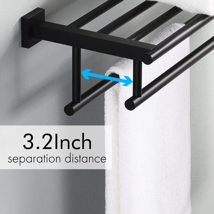 Bathroom Towel Rack with Double Towel Bar, 16-Inch Towel Holder Wall Mount, SUS304 Stainless Steel Brushed Finish, A2112S40-2