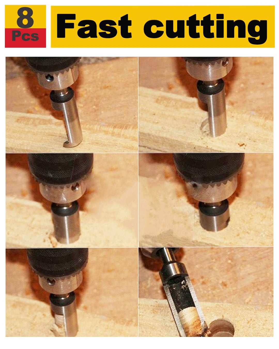 Rocaris 8pcs Wood Plug Cutter Drill Bit Set Straight an