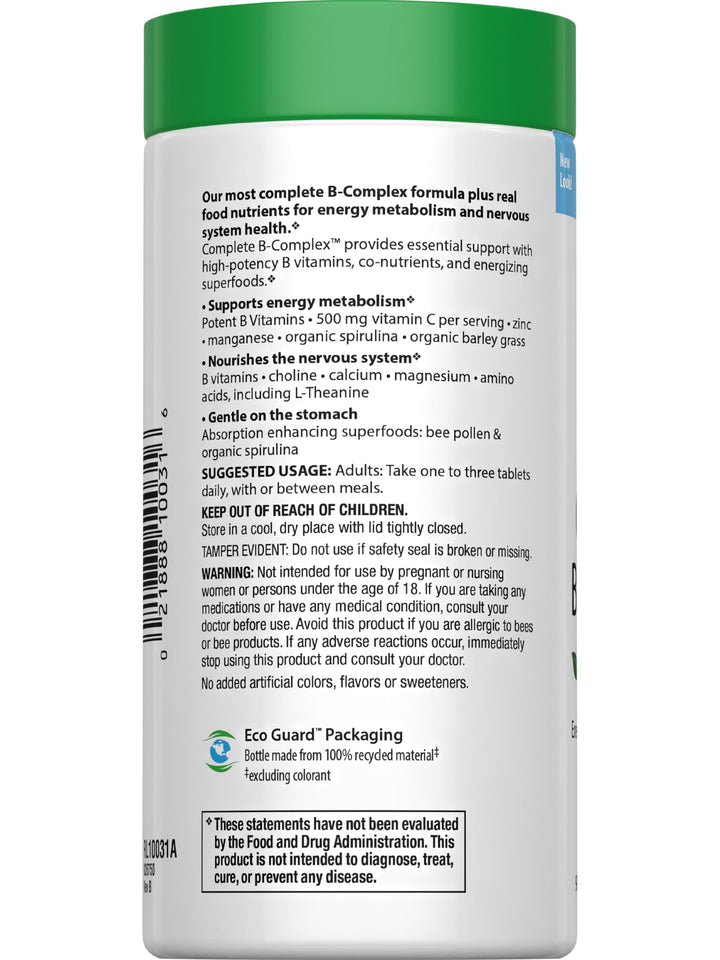 - Complete B-Complex, 90 Count, Food Based, Energy Support