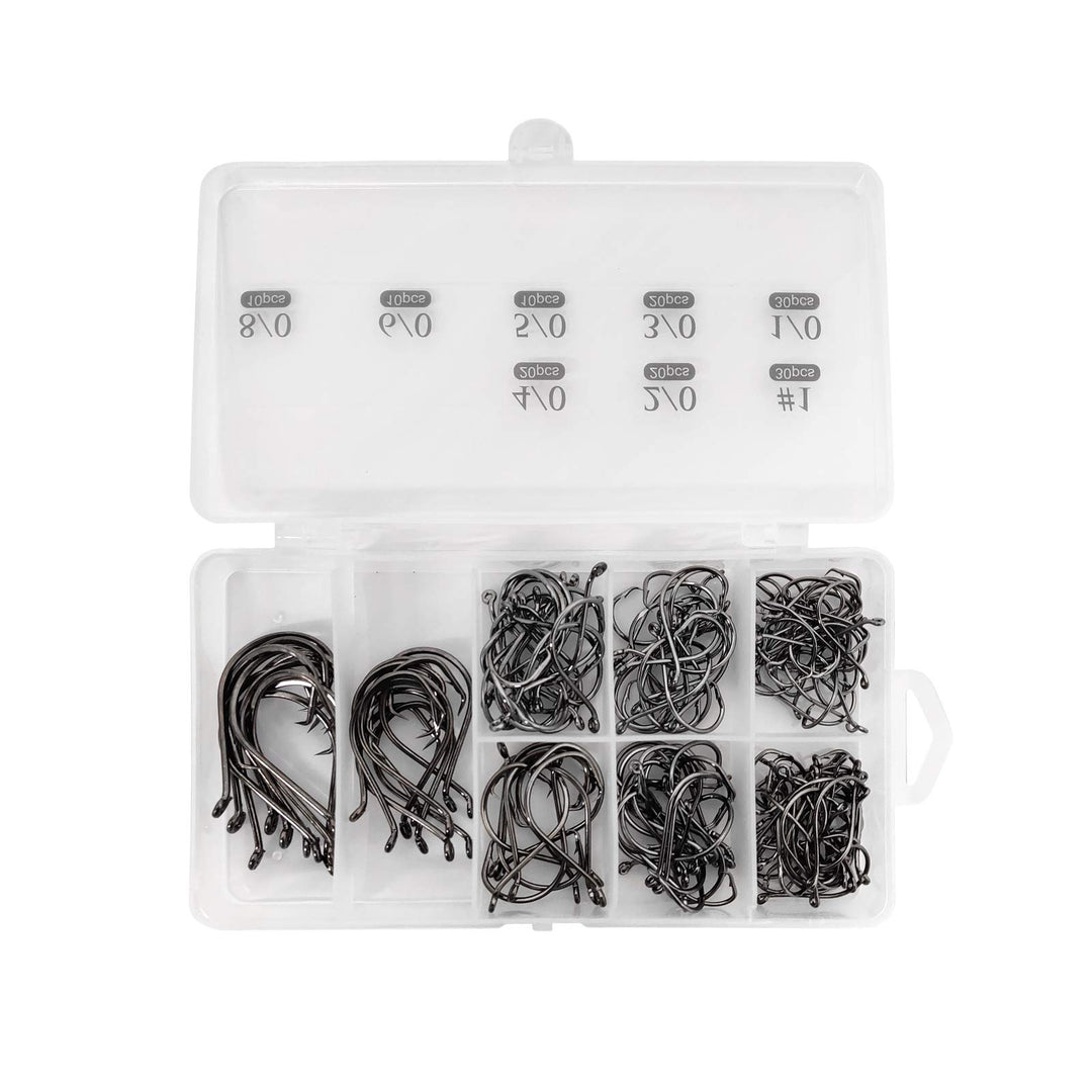 150PCS Circle Hooks, Strong High Carbon Steel Fresh and Saltwater Fishing Hooks, Variety of Different Sizes Circle Hook - Size:#1 1/0 2/0 3/0 4/0 5/0 6/0 8/0