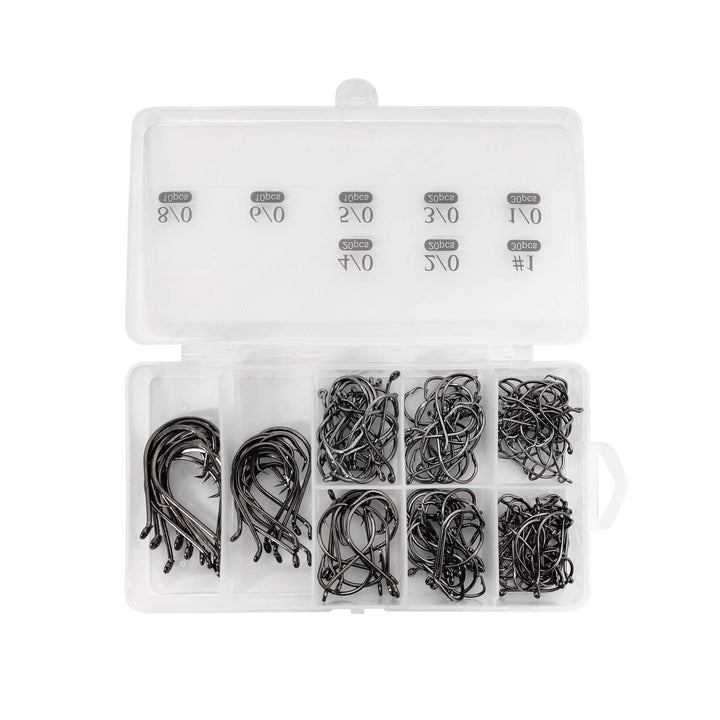 150PCS Circle Hooks, Strong High Carbon Steel Fresh and Saltwater Fishing Hooks, Variety of Different Sizes Circle Hook - Size:#1 1/0 2/0 3/0 4/0 5/0 6/0 8/0