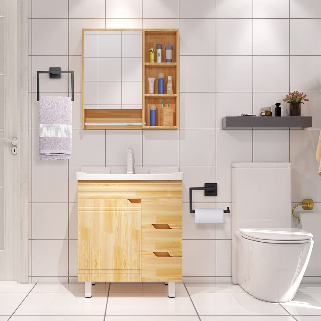 Matte Black Towel Ring Towel Holder, SUS 304 Stainless Steel Hand Towel Rack for Bathroom, Modern Square-Shape Style