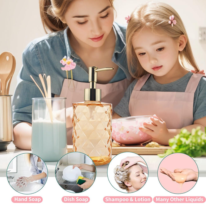 Orange Soap Dispenser with Pump Hand Soap Dispenser for Kitchen Bathroom Decorative Soap Dispenser Orange Soap Dispenser Christmas Decorations Dish Dispenser Bottle for Kitchen Sink