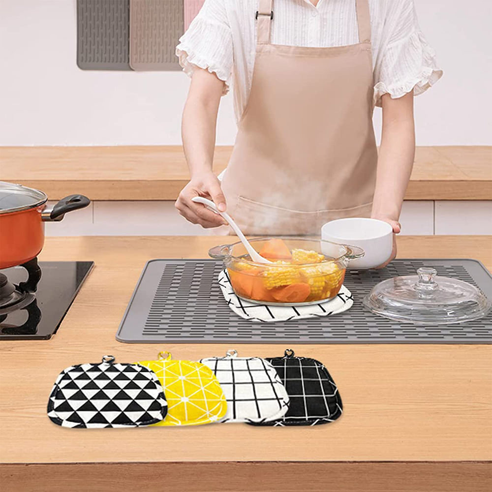 Pot Holders 100% Cotton Heat Resistant,Square Colorful Hot Pad for Kitchen Cooking Barbecue (7 x 7) Inches
