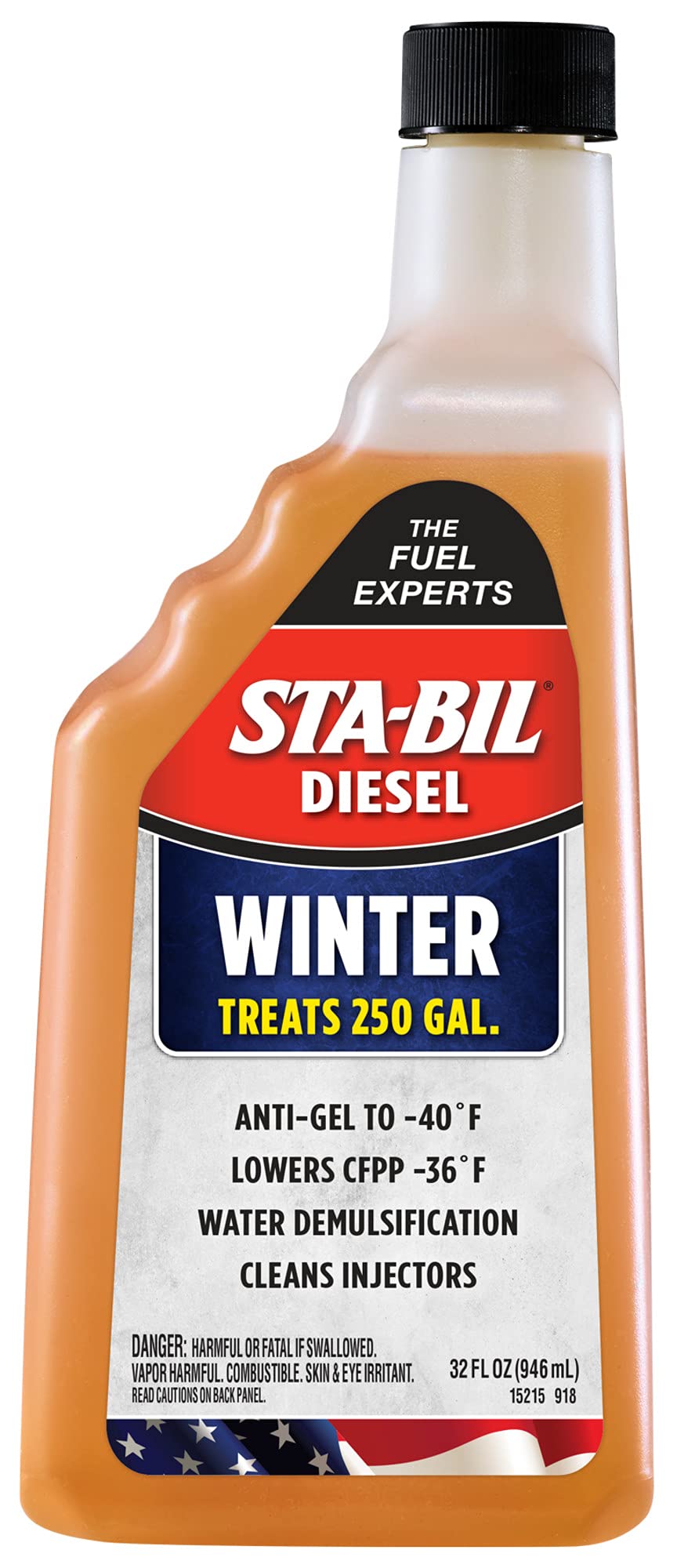Diesel Winter Ant-Gel - Prevents Fuel Gelling Down to -40 Degrees Fahrenheit - Cleans Injectors - Treats 250 Gallons of Diesel Fuel, 32 fl. oz. (15215)