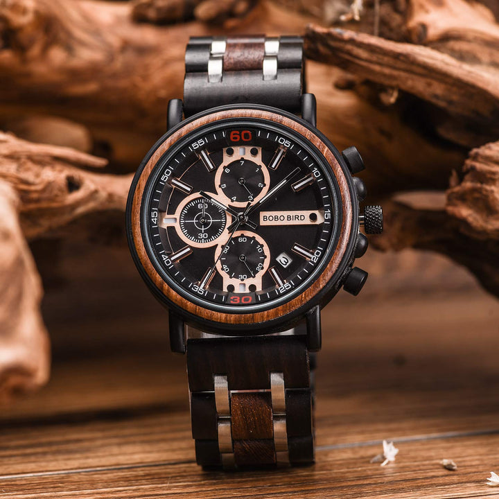 S18-1 Personalized Engraved Wood Watch Customized Wooden Watches for Husband Boyfriend Birthday Anniversary (Boyfriend-1)