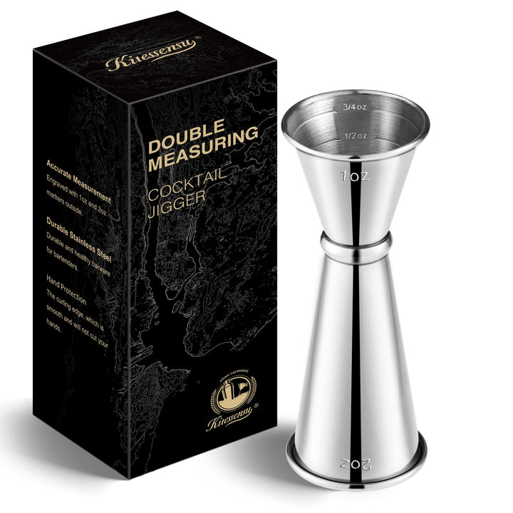 Jigger for Bartending, Japanese Jigger 2 oz 1 oz with Measurements Inside, 18/8 Stainless Steel Cocktail Jiggers