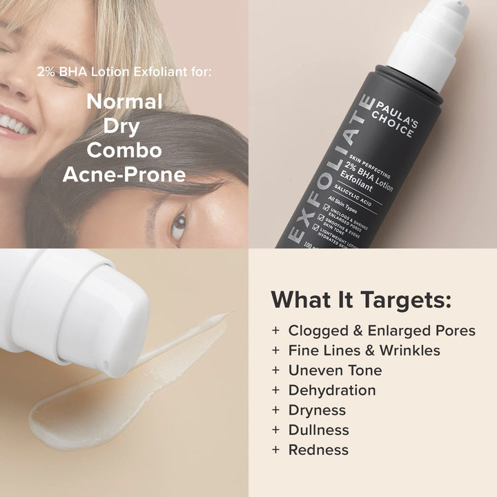 Paula&#39;s Choice SKIN PERFECTING 2% BHA Lotion Salicylic Acid Exfoliant, 3.3 Ounce Bottle Facial Exfoliator for Blackheads, Enlarged Pores, Wrinkles &amp; Fine Lines
