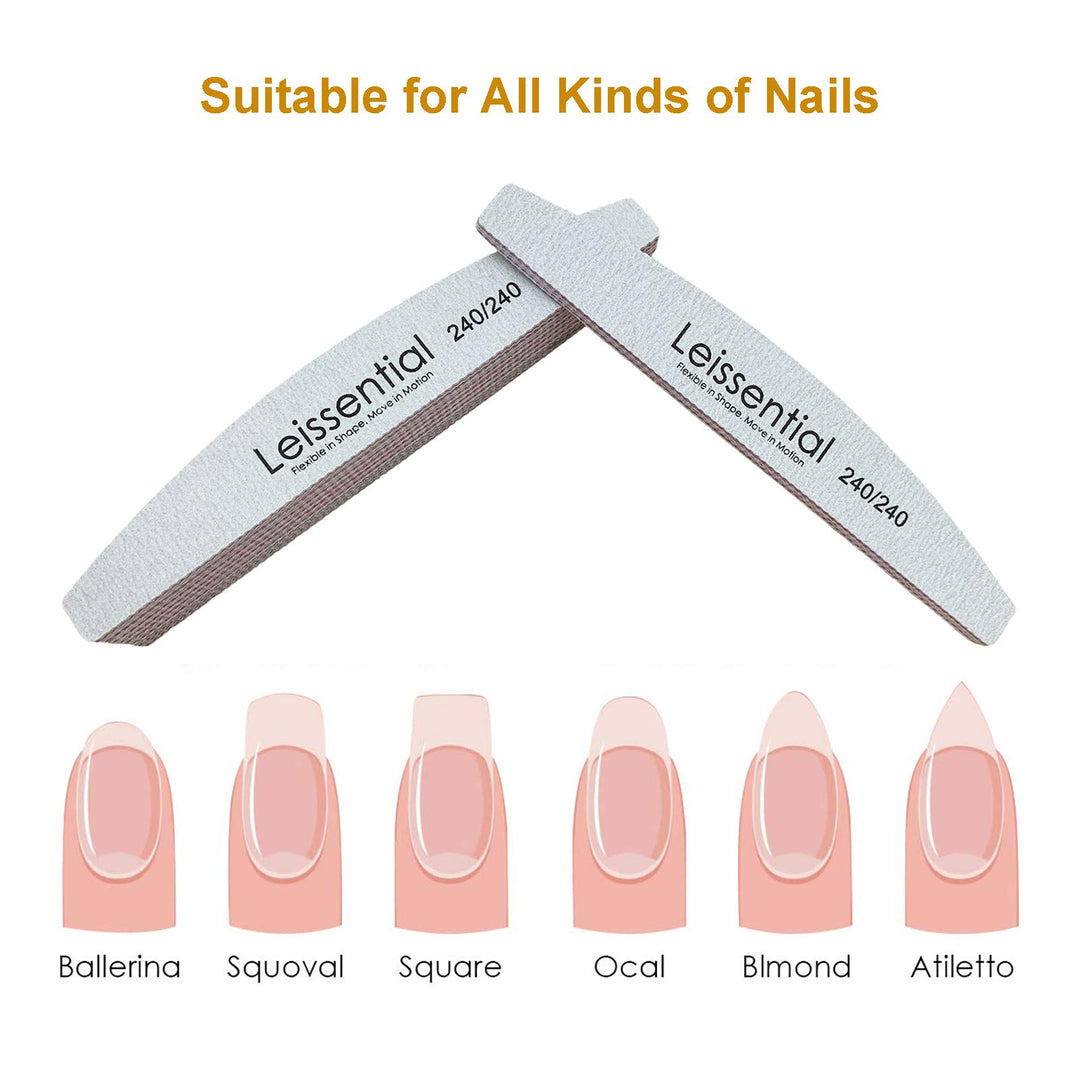 240/240 Grits Nail Files and Buffers Professional Double Sided Emery Boards Manicure Tool for Acrylic Nails