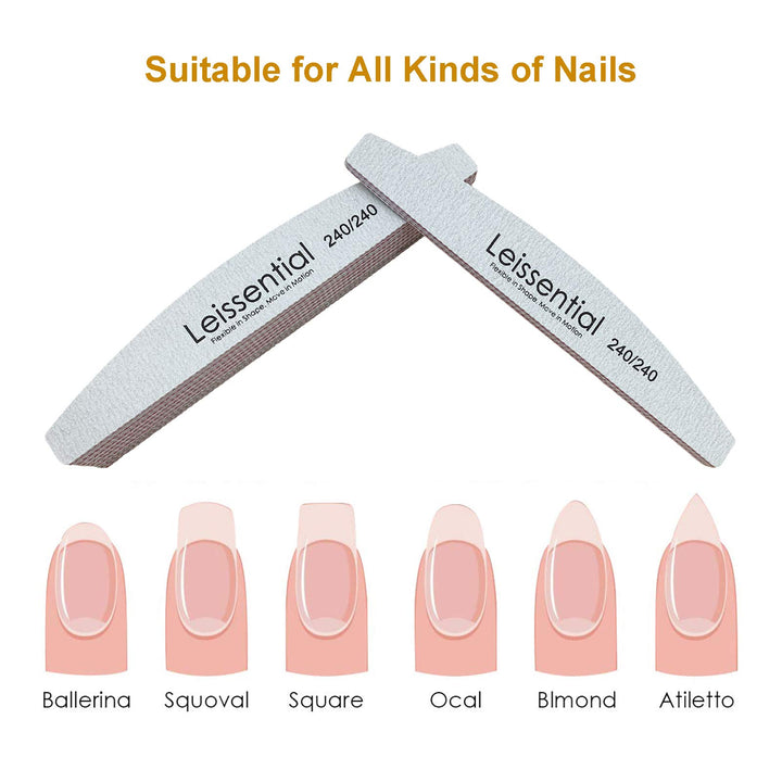 240/240 Grits Nail Files and Buffers Professional Double Sided Emery Boards Manicure Tool for Acrylic Nails