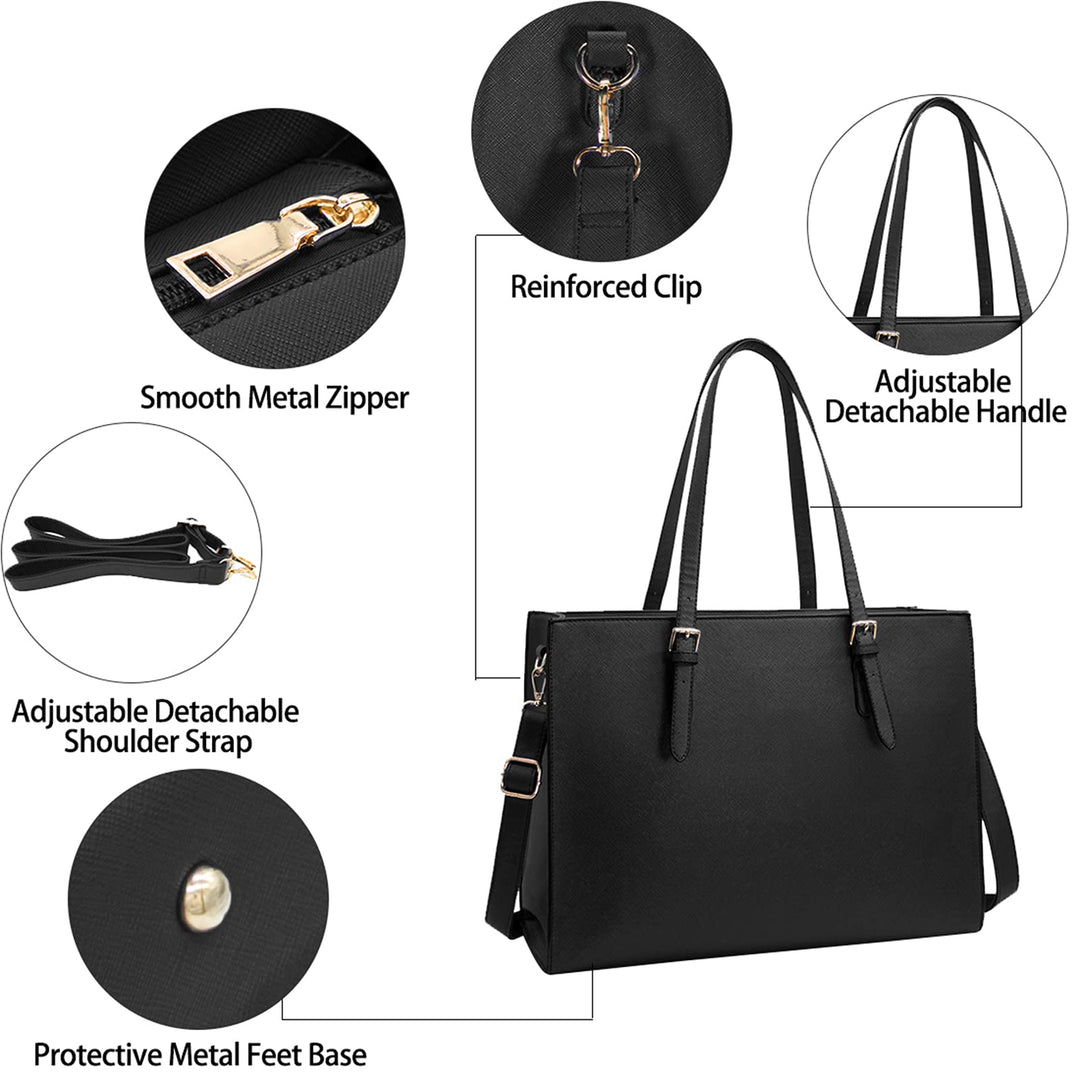 Laptop Bag for Women Waterproof Lightweight Leather 15.