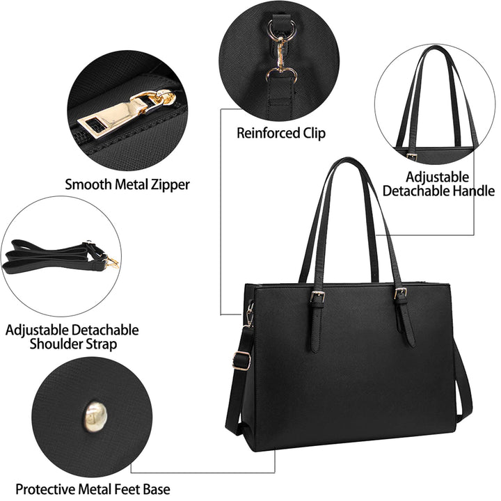 Laptop Bag for Women Waterproof Lightweight Leather 15.