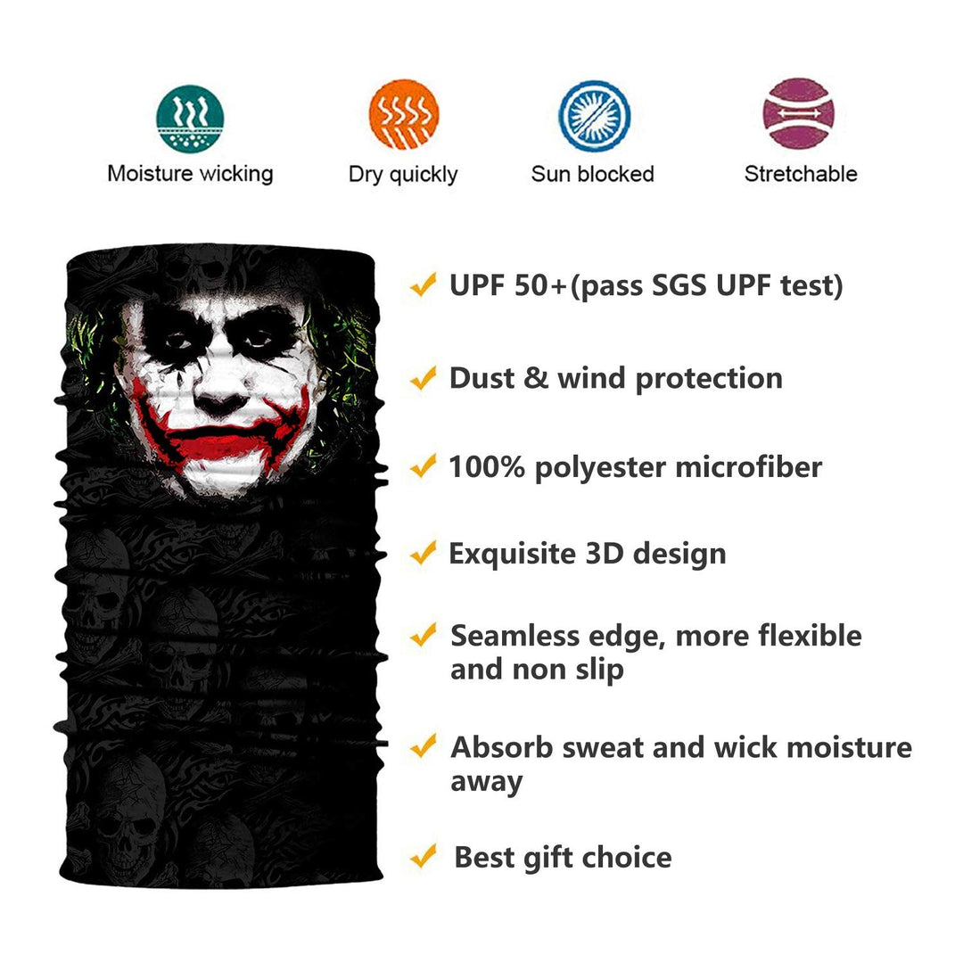 3D Face Sun Mask, Neck Gaiter, Headwear, Magic Scarf, Balaclava, Bandana, Headband Fishing, Hunting, Yard Work, Running, Motorcycling, UV Protection, Great for Men &amp; Women