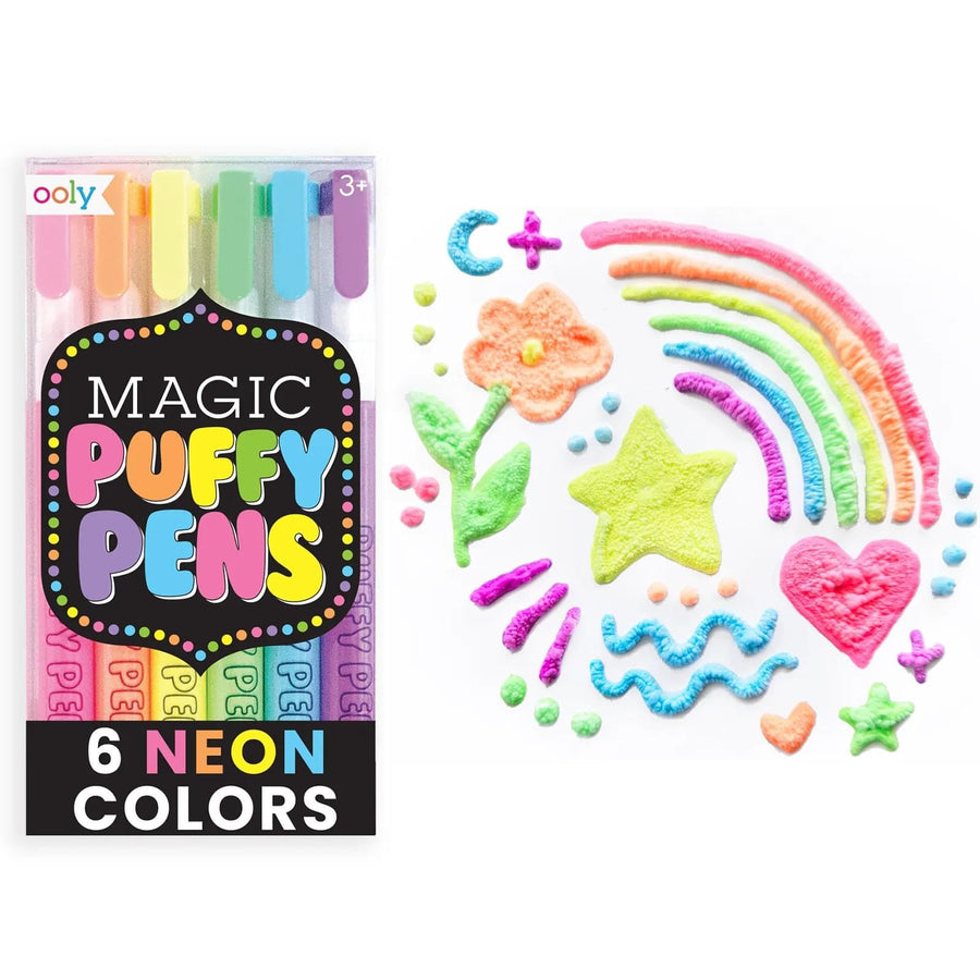 Magic Puffy Pens, 6 Neon Color Pens with 3D Ink, Create 3D Art by Adding Heat