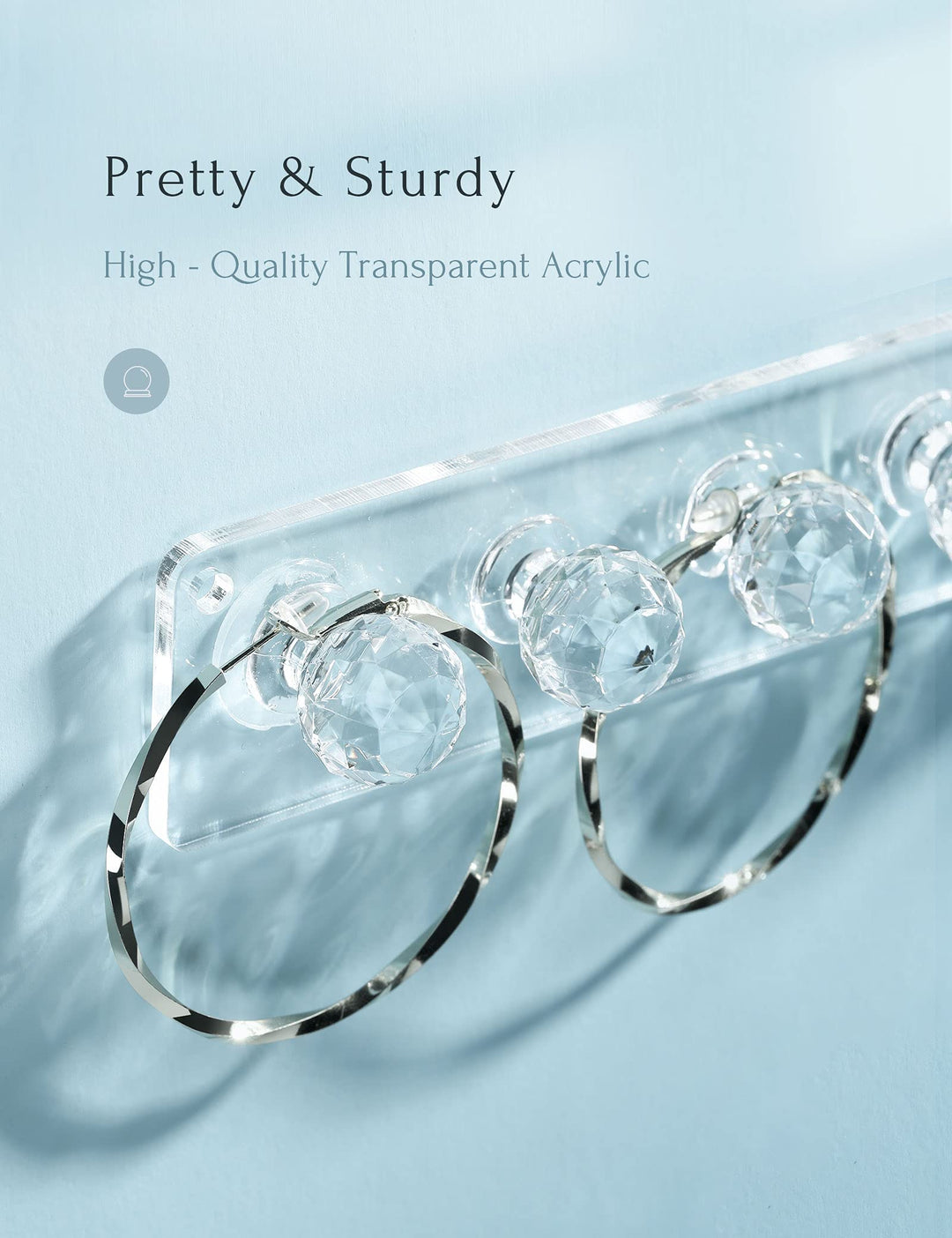 Necklace Holder, Acrylic Necklace Hanger, Wall Mount Necklace Organizer, Jewelry Hooks for Necklaces, Bracelets, Chains (2-pack Clear)