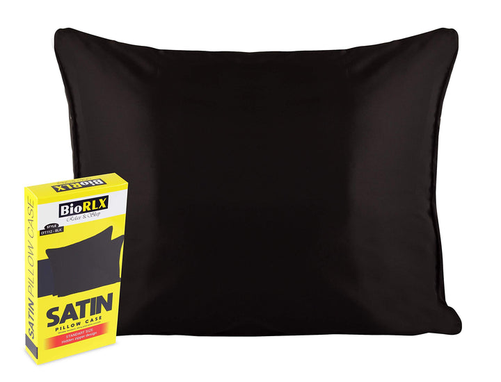 Satin Pillow Case for Hair &amp; Facial Skin to Prevent Wrinkles Hidden Zipper 1 Piece Black