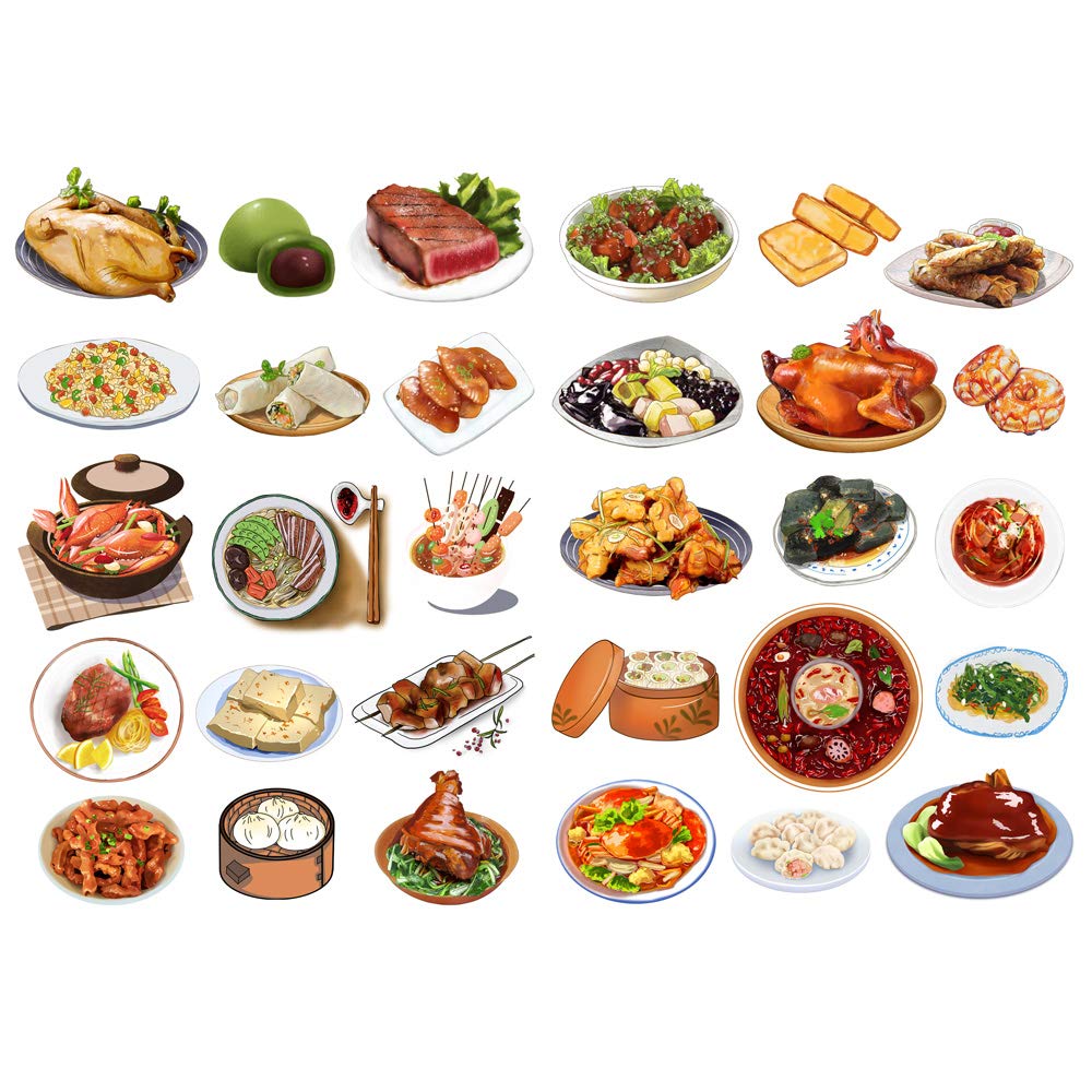 Chinese Dinner Food Menu Aesthetic Diary Travel Journal Paper Stickers Scrapbooking Stationery School Office Art Supplies (PK523)