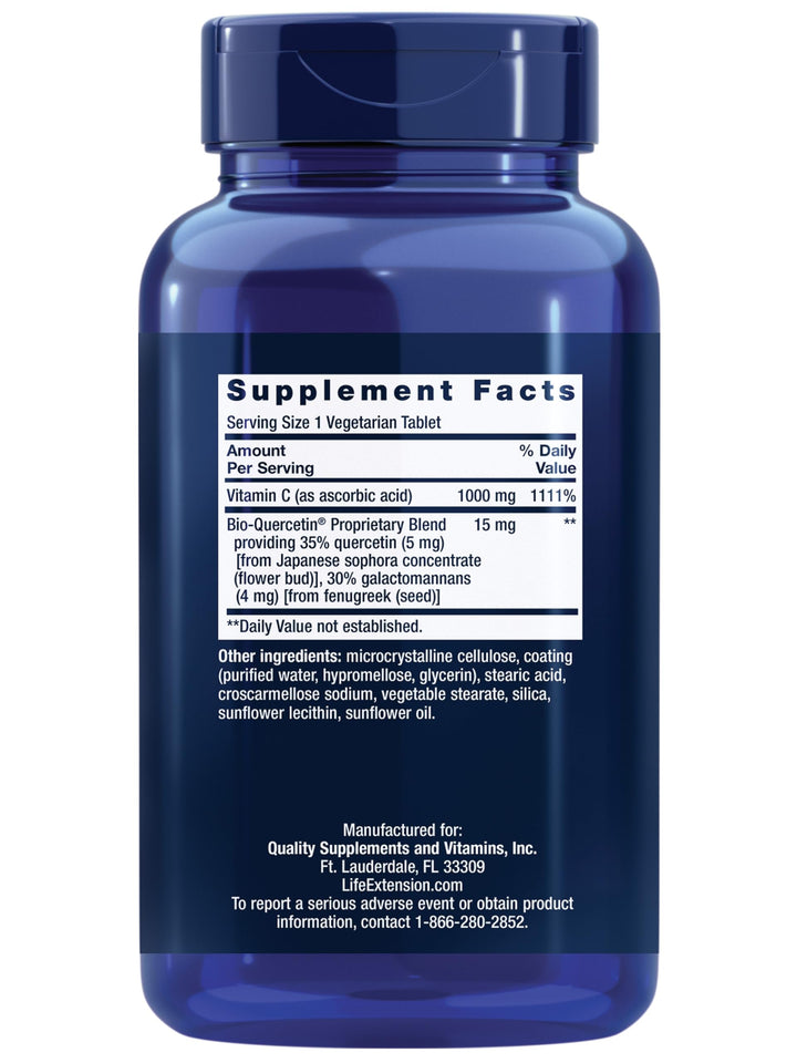 Vitamin C &amp; Bio-Quercetin Phytosome – Vitamin C Plus Ultra-Absorbable Quercetin for Immune Support – Gluten-Free, Non-GMO, Vegetarian – 250 Vegetarian Tablets