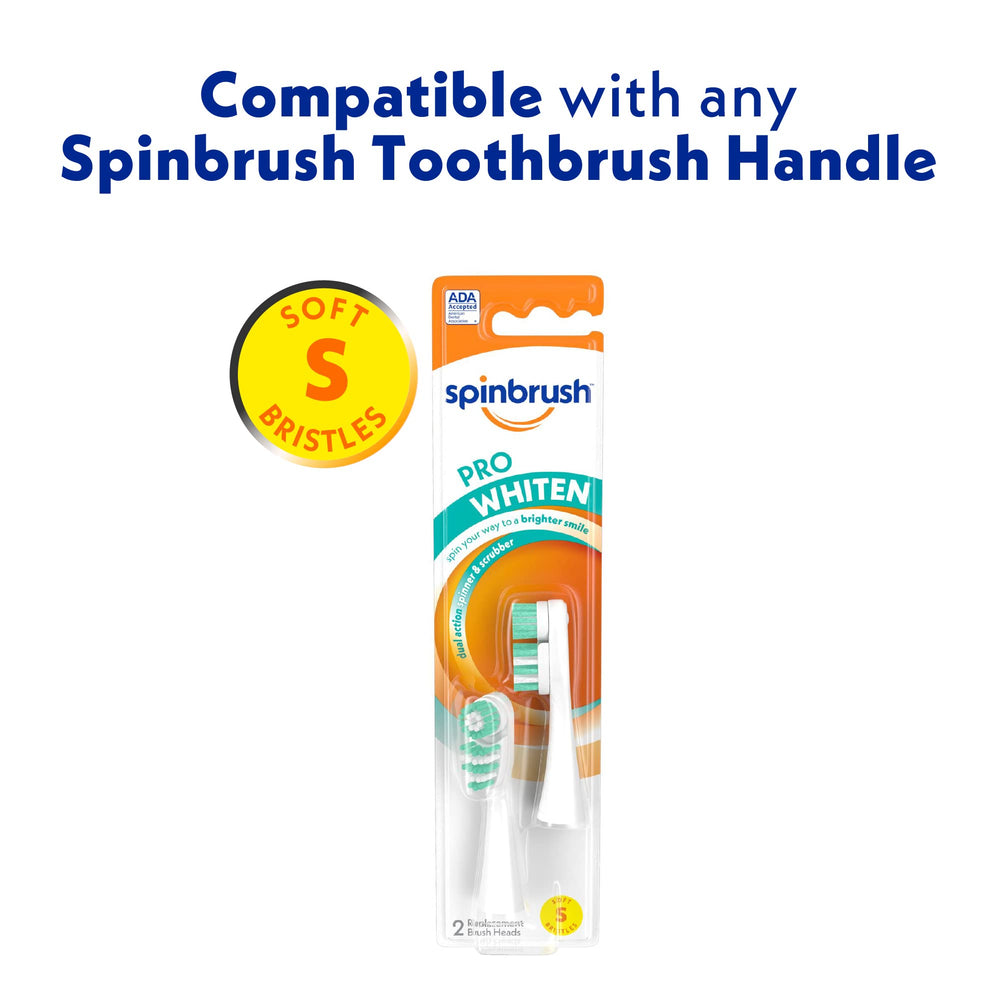 Spinbrush Pro Whitening Soft Bristle Replacement Heads,