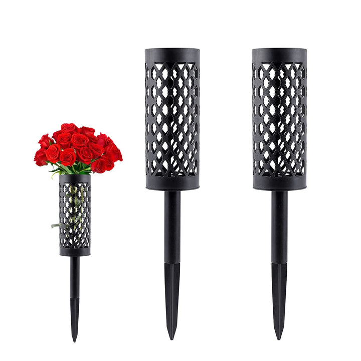 17 Inch Cemetery Vases with Spikes,2 Pcs Grave Vase,Floral Vase Cones with Long Stake and Drainage Holes for Grave Flower Marker Headstones Memorial Decorations