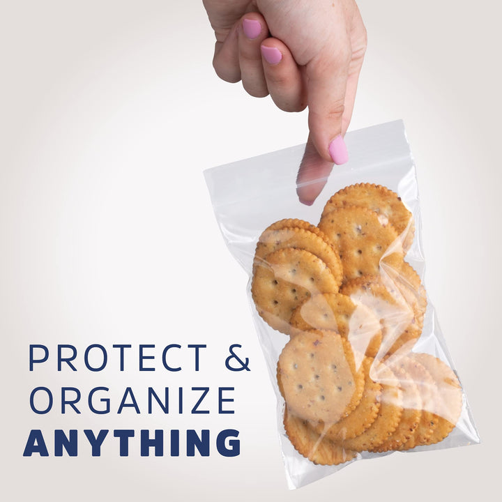 CLEAR PLASTIC RECLOSABLE ZIP BAGS - Bulk Pack Of 100 4 x 6 2 mil Thick Strong &amp; Durable Poly Baggies With Resealable ZIP Top Lock For Travel, Storage, Packaging &amp; Shipping.