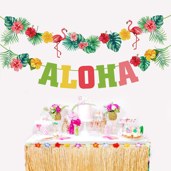 Hawaiian Aloha Party Decorations - Luau Party Supplies - Tropical Theme Summer Beach Pool Party Decorations - Luau Birthday Party Decor