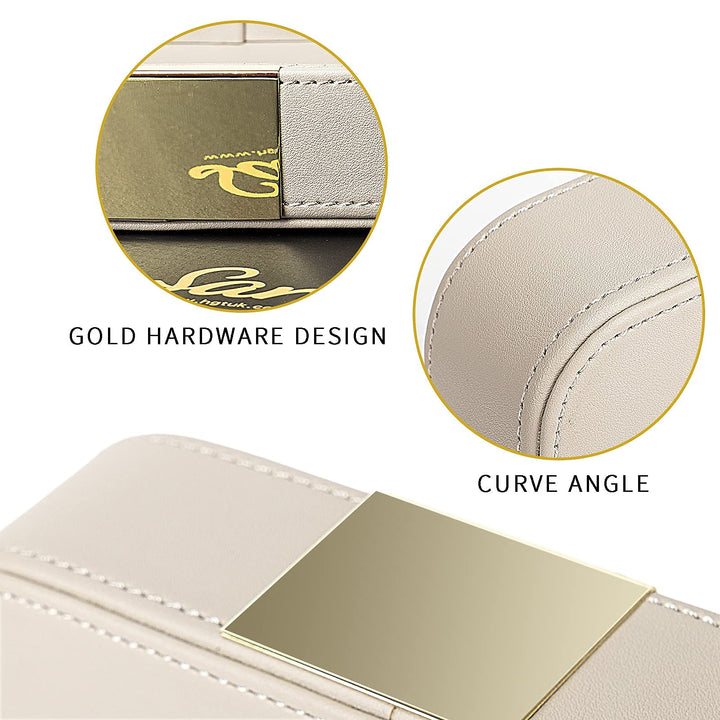 Luxury Leather Desktop Storage Small Catchall Organizer Decorative Tray for Entryway Table to Hold Jewelry Watch Cosmetics Keys Phone Wallet, Home &amp; Office Accessories (Metal Glided, Grey)