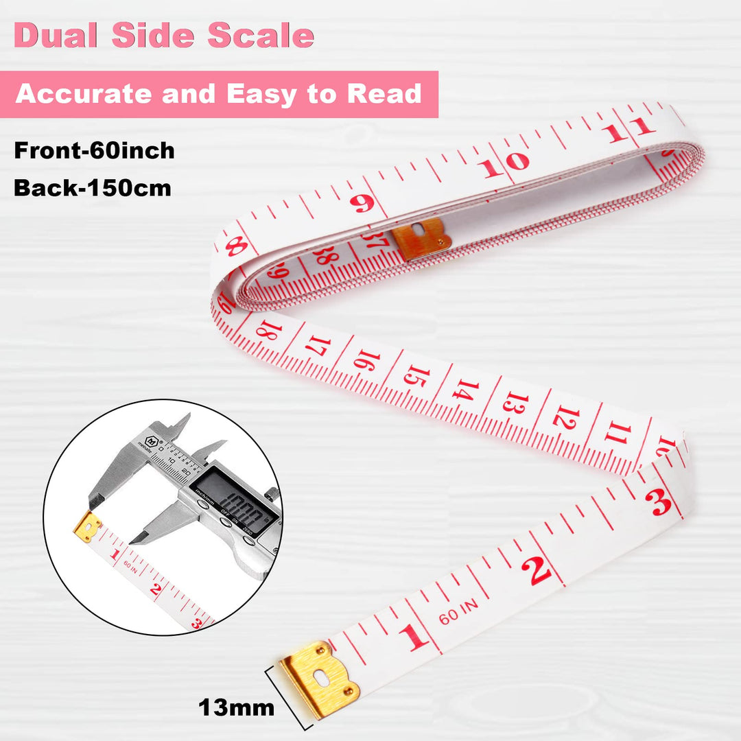 6 Pack Soft Tape Measure Measuring Tape for Body Double Scale Small Fabric Sewing Tailor Cloth Waist Pink Measuring Tape Measure for Body Measurements Weight Loss, 150cm/60inch