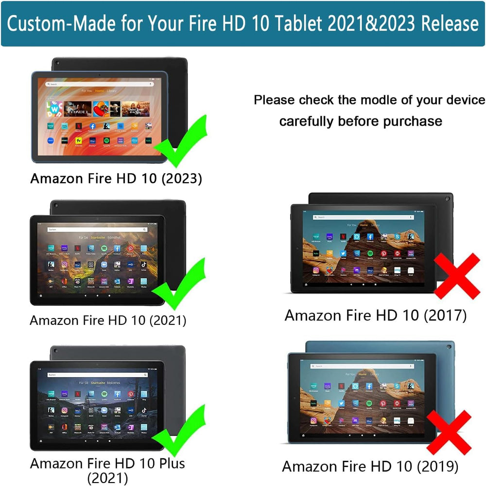 Kids Case for Fire HD 10 Tablet (13th/11th Generation, 2023/2021) with Screen Protector, Shockproof Case for Amazon Fire HD 10 Tablet - Blue