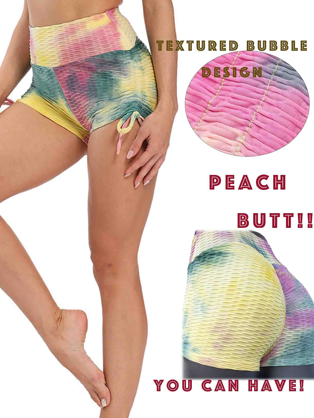 Woeoe Tummy Control Biker Shorts Tie Dye High Waisted W