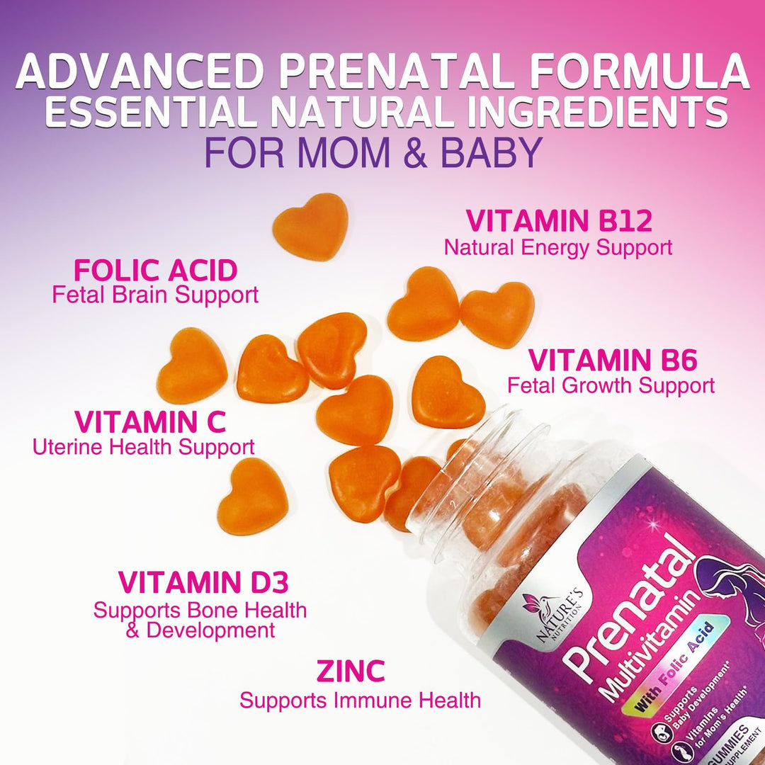Prenatal Gummy with Folic Acid, Prenatal Vitamins and M